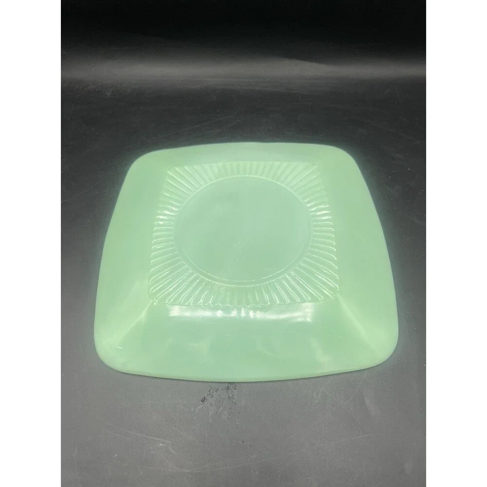 Vintage Fire King Jadeite Charm Dinner Plate 9.75” Green Milk Glass Chip Read